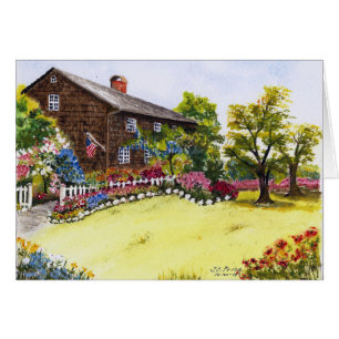Hogar del país en la pintura de la acuarela de la