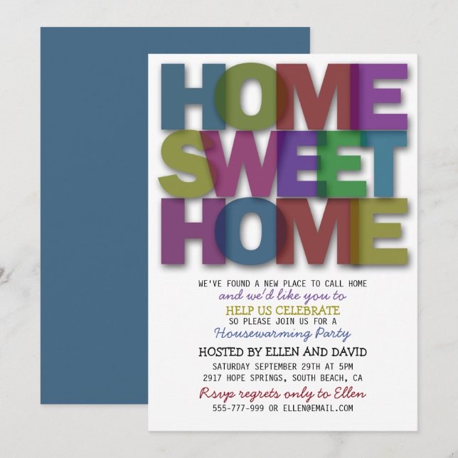 Hogar dulce dulce hogar Invitaciones para el calen (Anverso / Reverso)