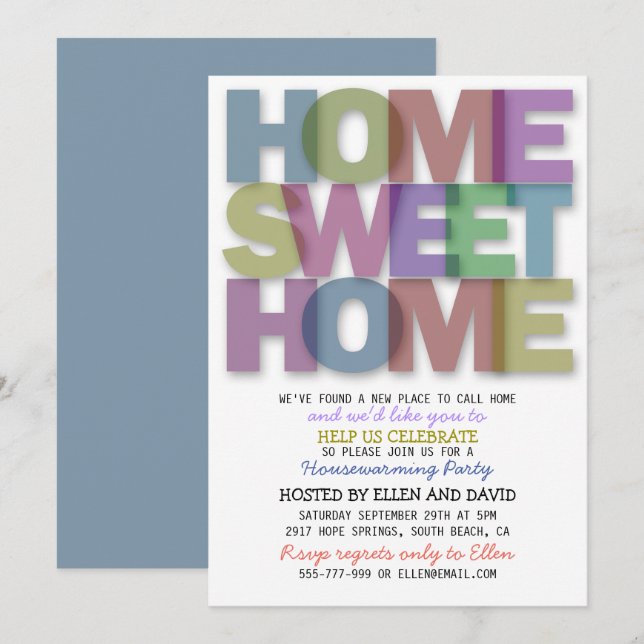 Hogar dulce dulce hogar Invitaciones para el calen (Anverso / Reverso)