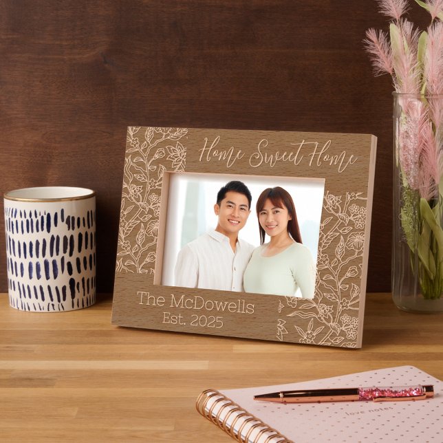 Hogar Dulce Hogar Floral Tema Marcos Encantados (Home Sweet Home Floral Theme Etched Frame)
