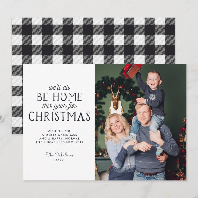 Hogar este año para Navidad | Tarjeta de foto de v (Anverso / Reverso)
