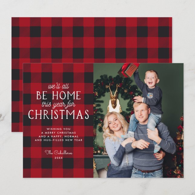Hogar este año para Navidad | Tarjeta de foto de v (Anverso / Reverso)
