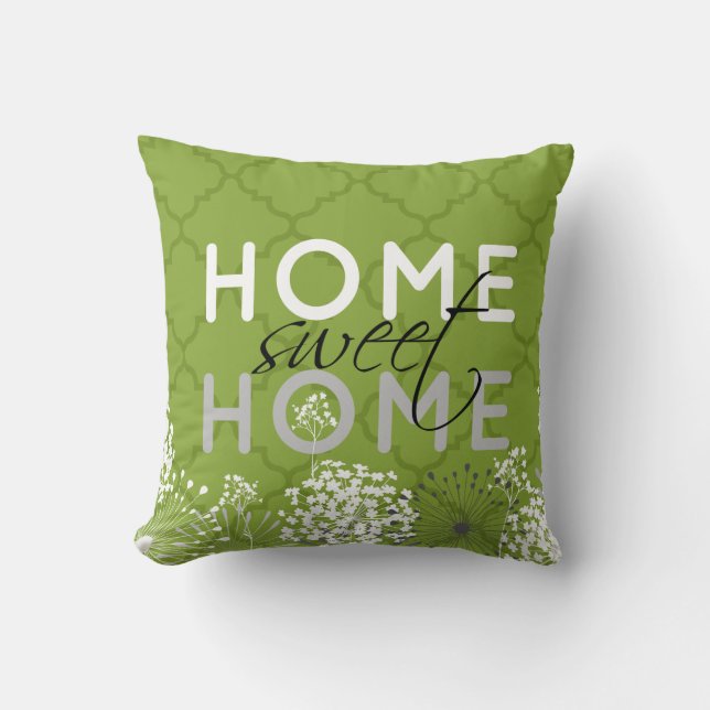 "Hogar, hogar dulce hogar" almohada en negro y ver (Anverso)