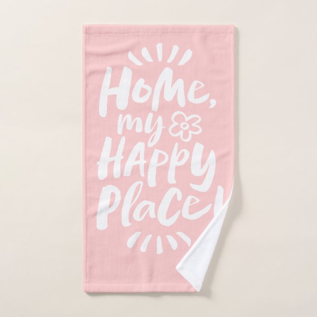 ¡HOGAR, mi lugar feliz! Agradable Homebody Pink (Toalla de mano)