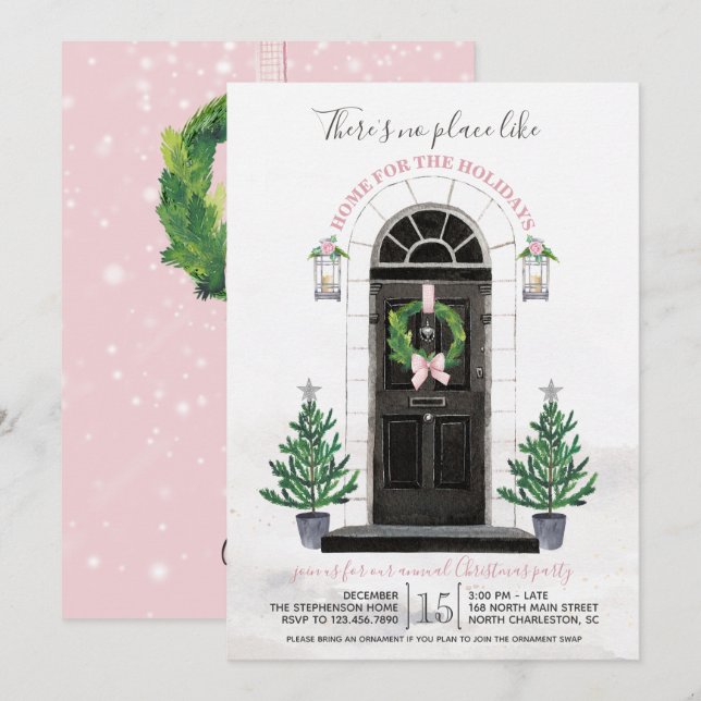 Hogar para la invitación de la fiesta de Navidad (Anverso / Reverso)