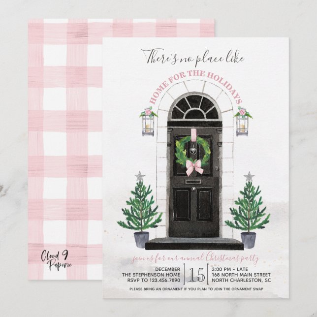 Hogar para la invitación de la fiesta de Navidad (Anverso / Reverso)