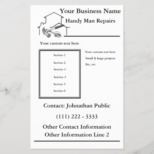 Hogar Reparación Handy Man Flyer (Frente)