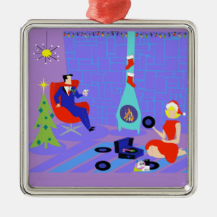 Hogar retro para el adorno navideño