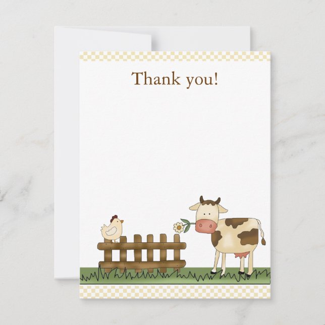 Hogar Sweet Farm Cow Gracias Tarjeta 4.25 x 5.5 (Anverso)