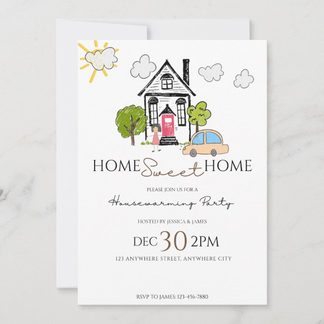 Hogar Sweet Home House Invitación a fiesta de cale (Anverso)