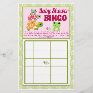 Hoja BINGO de juego Baby Shower de rana chica