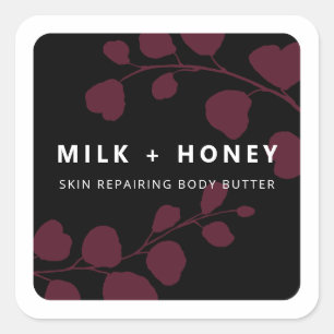 Hoja Botánica Etiquetas De Productos Negras Y Púrp