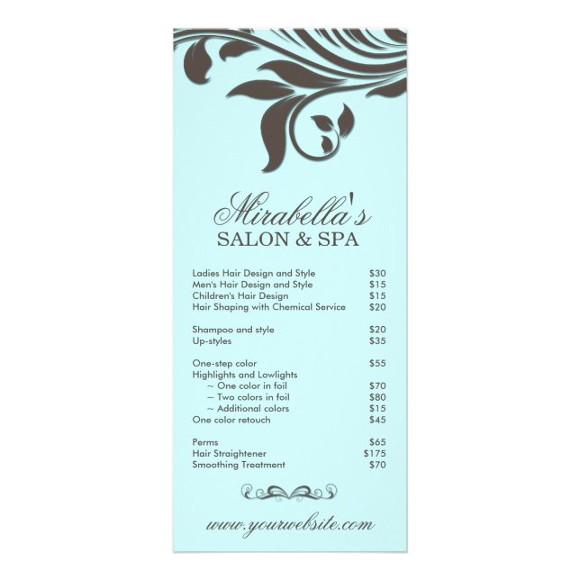 Hoja Brown azul floral del balneario de la tarjeta (Frente)