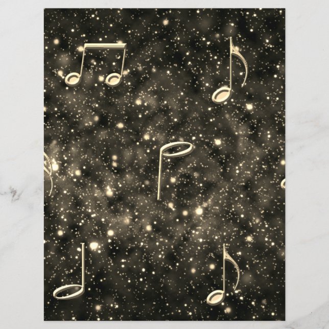 Hoja Collage de música Gold Black Scrapbooking Pap (Anverso)
