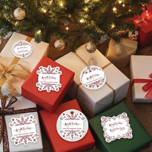 Hoja de 25 etiqueta de regalo de copo de nieve per