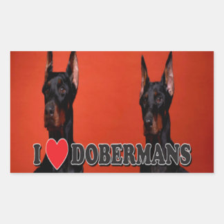 Hoja de 4 - Amo a los Pegatinas Doberman