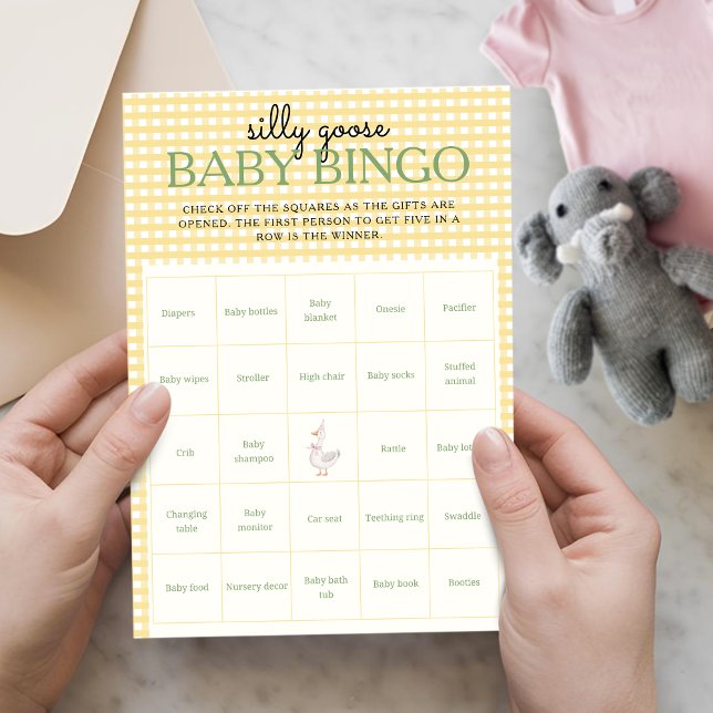 Hoja de actividad de Bingo del Bebé Globo Rosa Sil (Silly Goose Baby Bingo)