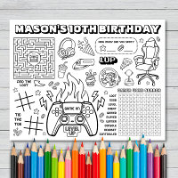 Hoja de actividades de cumpleaños de videojuegos