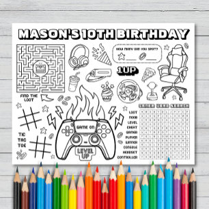 Hoja de actividades de cumpleaños de videojuegos