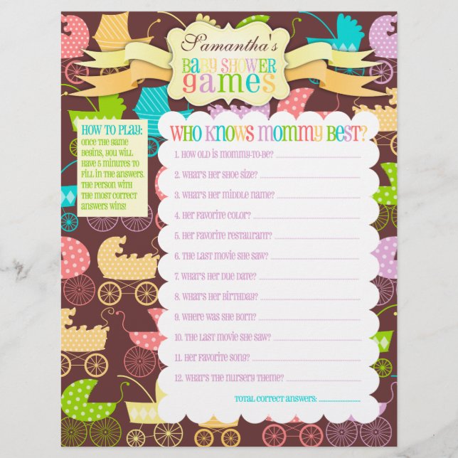 Hoja de actividades de Moda de Stroller "Juegos Ba (Anverso)