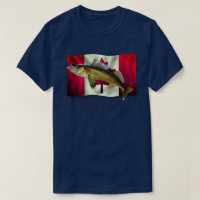 Hoja de arce Bandera canadiense y camiseta Walleye