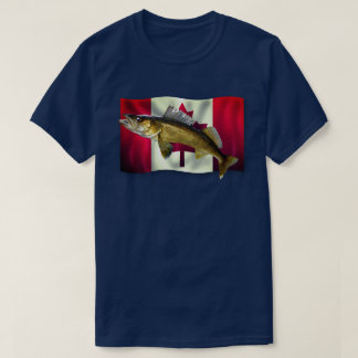 Hoja de arce Bandera canadiense y camiseta Walleye