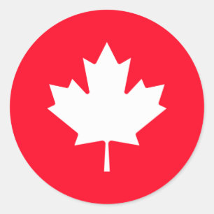Hoja de arce canadiense. CANADÁ. Pegatina redonda 