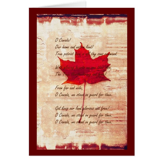 hoja de arce canadiense roja con himno (Frente)