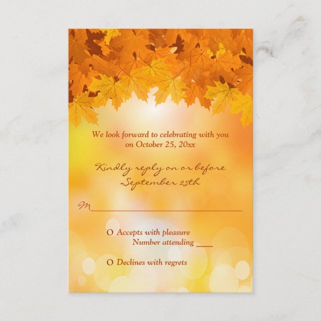Hoja de Arce Esplendor de Otoño Tarjeta de Respues (Anverso)