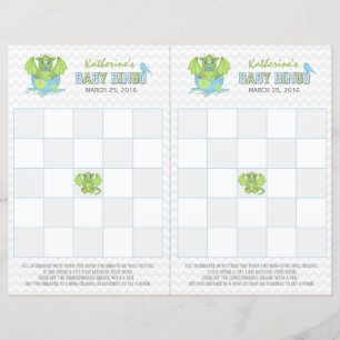 Hoja de Bingo Dragón Bebé con 2 cartas de juego