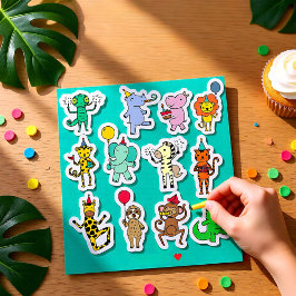 Hoja de calcomanías de cumpleaños de animales de l