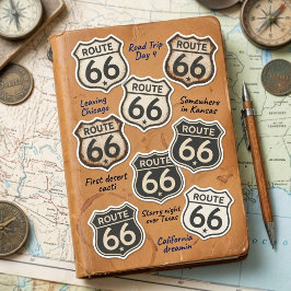 Hoja de calcomanías Ruta Retro 66 Escudo 16 Deteri
