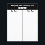 Hoja de cálculo de la tabla de dados de Bunco de p<br><div class="desc">Presupuesto simple pizarras de mesa de la mesa del manto blanco negro para tu grupo de Bunco. Doble cara. ¡El aspecto moderno con tres dados blancos afortunados listos para rodar!</div>