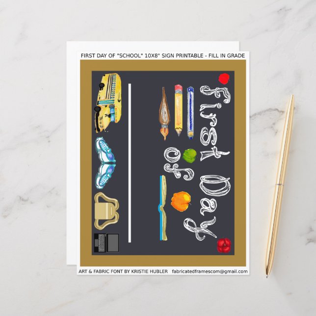 Hoja de carta de Rótulo escolar de 10 x 8" en el p (Anverso/Reverso In Situ)