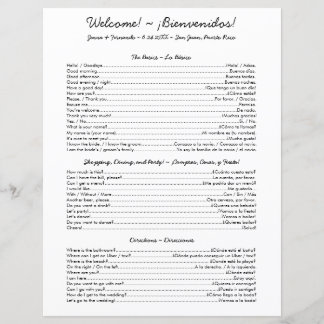 Hoja de Cheat española - Boda bilingüe