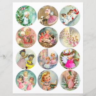 Hoja de clipart de vintage navidad de 2,5 pulgadas