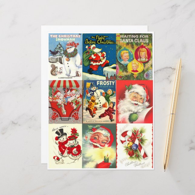 Hoja de colección de tarjetas de Navidad de época (Anverso/Reverso In Situ)