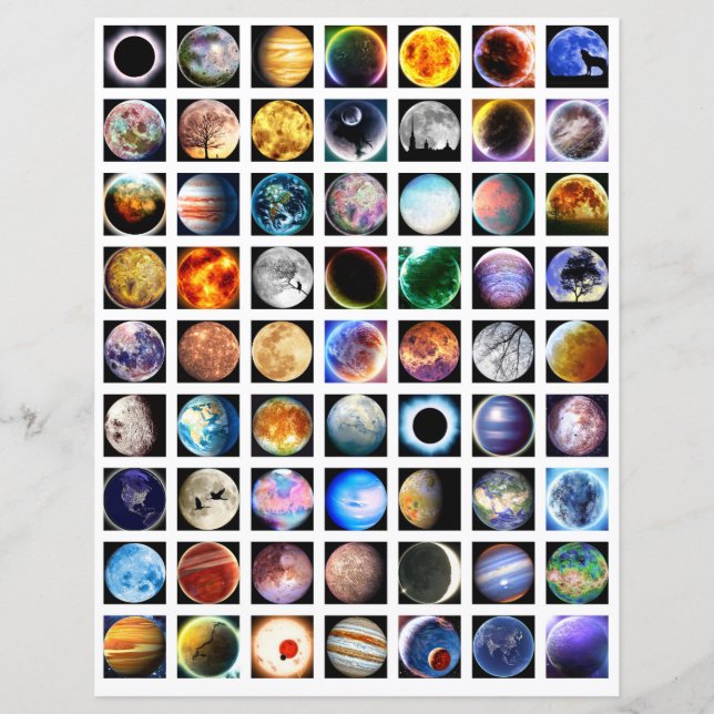 Hoja de collage de espacio exterior Elementos de s (Anverso)