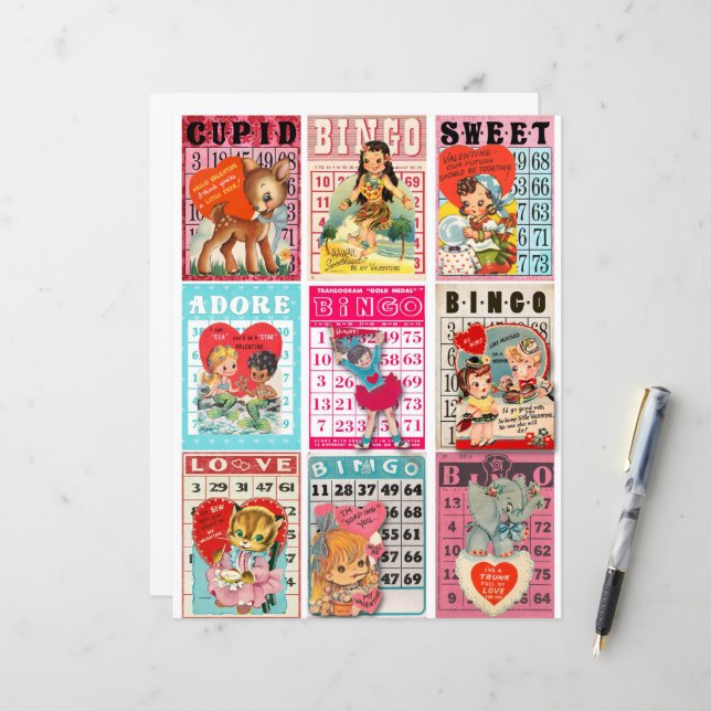 Hoja de Collage de Valentine Clipart - Tarjetas Po (Anverso/Reverso In Situ)