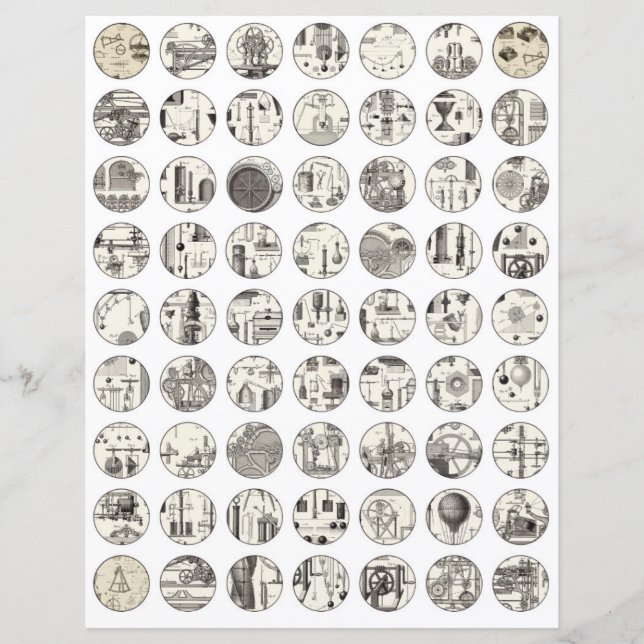 Hoja de collage elementos vintage de ciencia para  (Anverso)