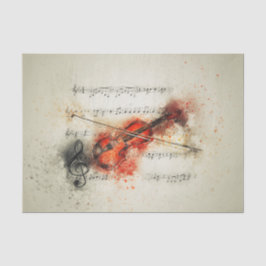 Hoja de color Música y papel de tejidos en violín