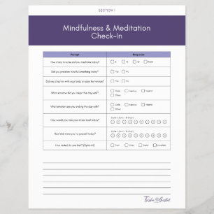 Hoja de control diario de mindfulness y meditación