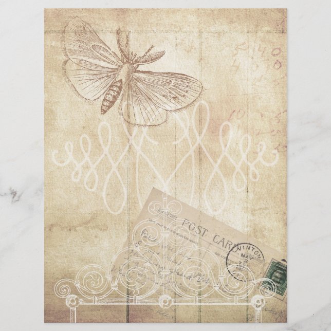 Hoja de cuadernillo de tarjetas antiguas (Anverso)