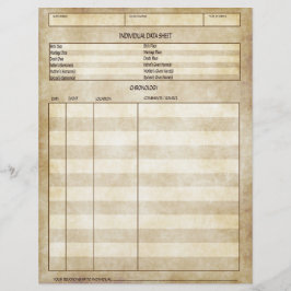 Hoja de datos individual con aspecto antiguo vinta