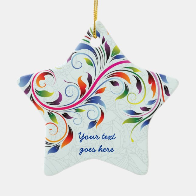 Hoja de desplazamiento colorida, adorno floral azu (Frente)