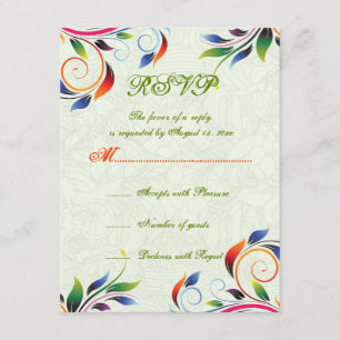Hoja de desplazamiento colorida, tarjeta RSVP de l