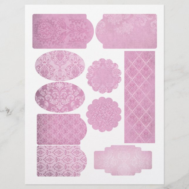 Hoja de embellecimiento de damasquetes rosados (Anverso)