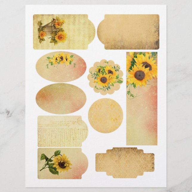 Hoja de Embellecimientos de Sunflower Scrapbook (Anverso)