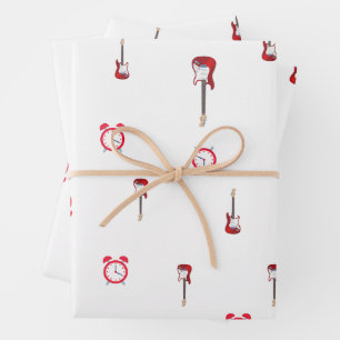 Hoja De Envoltura Blanca Con Guitarra Y Reloj