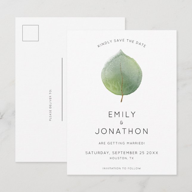 Hoja de Eucalipto Minimalista para Anuncio de Comp (Anverso / Reverso)